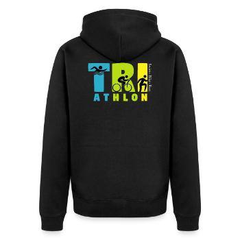 triathlon - Unisex Premium Bio Zip Hoodie - Schwarz - Hinten - Nico (187cm)