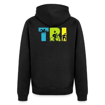 triathlon - Unisex Premium Bio Zip Hoodie - Schwarz - Hinten - Nico (187cm)