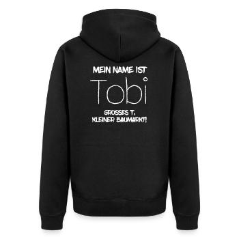 Mein Name ist Tobi, Tobias... - Unisex Premium Bio Zip Hoodie - Schwarz - Hinten - Nico (187cm)