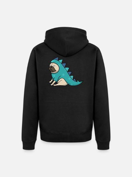 Dino Pug - Unisex Premium Bio Zip Hoodie - Schwarz