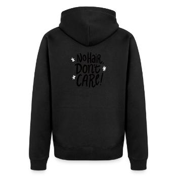 Cancer Fight Krebs Weltkrebstag Fuck CANCER no - Unisex Premium Bio Zip Hoodie - Schwarz - Hinten - Nico (187cm)