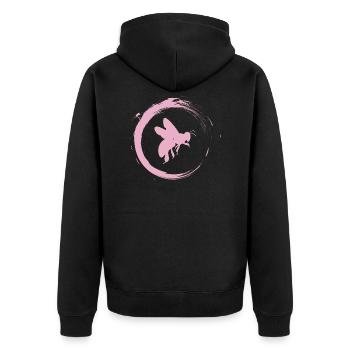 Biene - Unisex Premium Bio Zip Hoodie - Schwarz - Hinten - Nico (187cm)