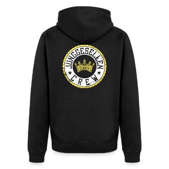 junggesellen crew - Unisex Premium Bio Zip Hoodie - Schwarz - Hinten - Nico (187cm)