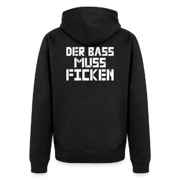The bass has to fuck! - Unisex Premium Organic Zip Hoodie - black - Back - Nico (187cm)