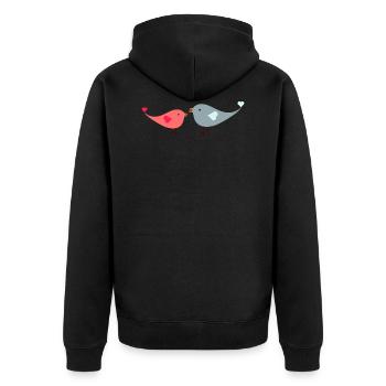 Decorated love birds - Unisex Premium Organic Zip Hoodie - black - Back - Nico (187cm)