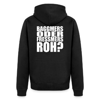fränkisch franken mittelfranken sprüche - Unisex Premium Bio Zip Hoodie - Schwarz - Hinten - Nico (187cm)