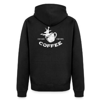Kaffee Spruch bürohumor - Unisex Premium Bio Zip Hoodie - Schwarz - Hinten - Nico (187cm)