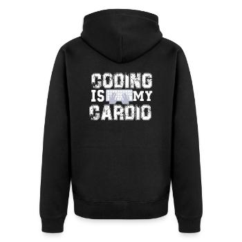 Programmierer - Unisex Premium Bio Zip Hoodie - Schwarz - Hinten - Nico (187cm)