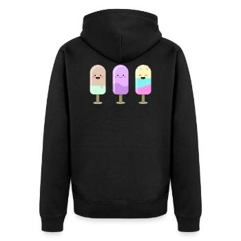 Kawaii Ice Cream - Unisex Premium Organic Zip Hoodie - black - Back - Nico (187cm)