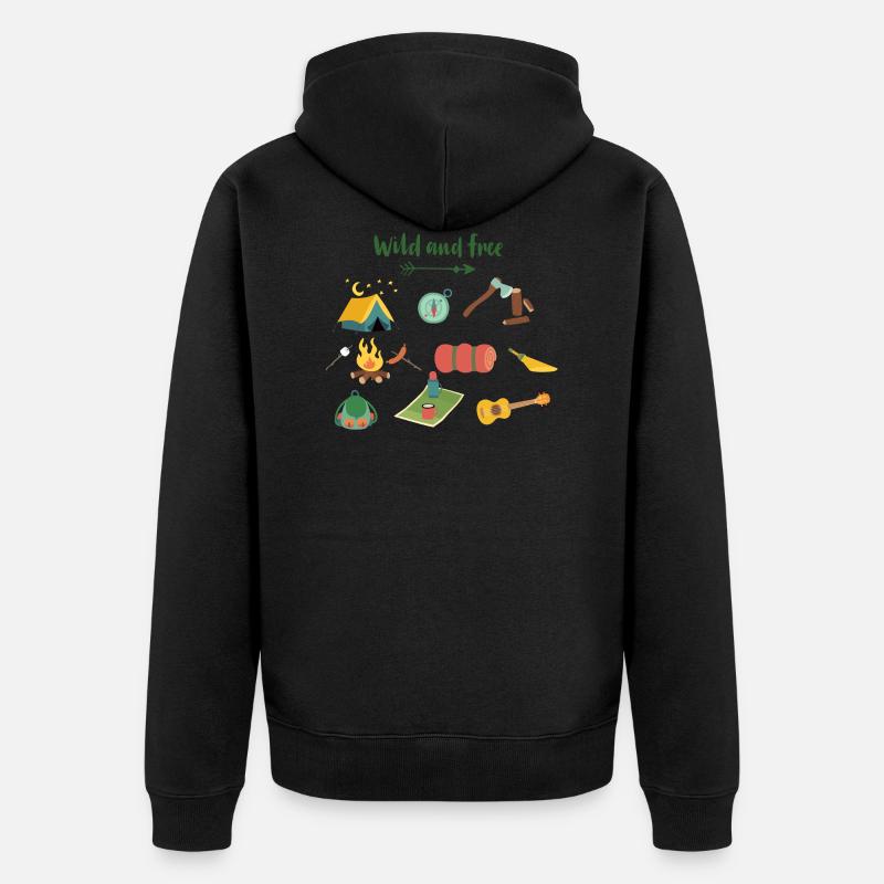 Feu de camp camping scout - Veste à capuche bio Premium Unisexe - noir