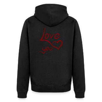 je t'aime - je t'aime - Veste à capuche bio Premium Unisexe - noir - Dos - Nico (187cm)