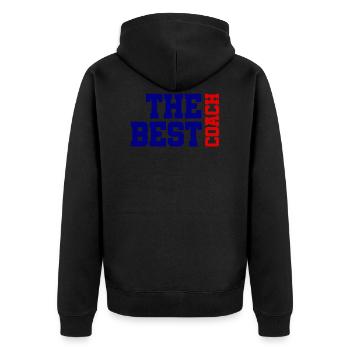 The best Coach - Der beste Trainer - Unisex Premium Bio Zip Hoodie - Schwarz - Hinten - Nico (187cm)