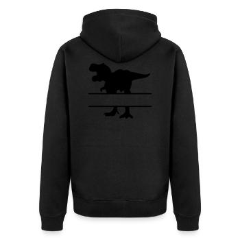 Dinosaur - own text, own name, T Rex - Unisex Premium Organic Zip Hoodie - black - Back - Nico (187cm)