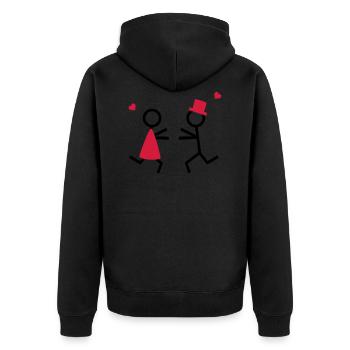 partner shirt couple runs to each other couple de - Veste à capuche bio Premium Unisexe - noir - Dos - Nico (187cm)