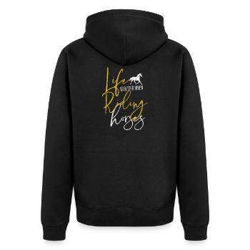Horse riding rider equestrian sport life - Unisex Premium Organic Zip Hoodie - black - Back - Nico (187cm)