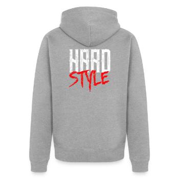 Hardstyle Music Hard Style Music - Unisex Premium Organic Zip Hoodie - heather grey - Back - Nico (187cm)