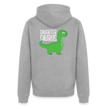 Daughter Saurus Funny Gift - Unisex Premium Organic Zip Hoodie - heather grey - Back - Nico (187cm)