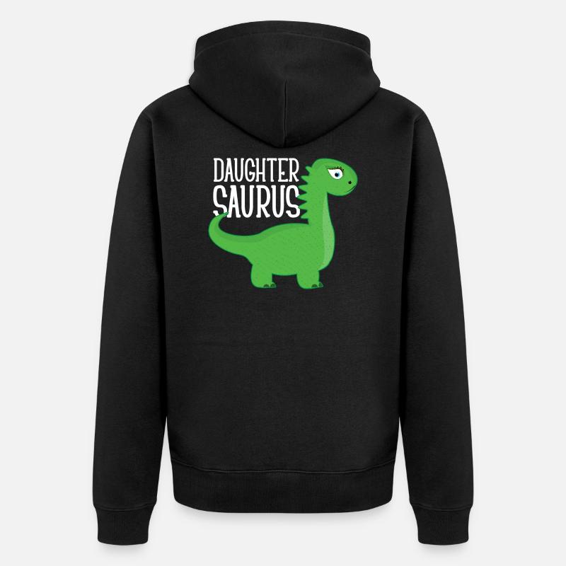Daughter Saurus Funny Gift - Unisex Premium Bio Zip Hoodie - Schwarz