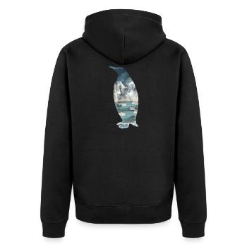 Doppelbelichtung Tiere Pinguin - Geschenkidee - Unisex Premium Bio Zip Hoodie - Schwarz - Hinten - Nico (187cm)