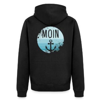 Moin Anker Norden Norddeutschland Hamburg Geschenk - Unisex Premium Bio Zip Hoodie - Schwarz - Hinten - Nico (187cm)