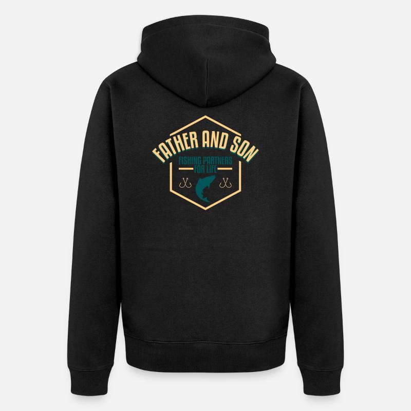 Pêche père et fils - Veste à capuche bio Premium Unisexe - noir