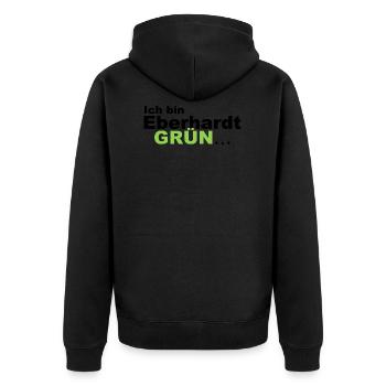 Eberhardt Grün - Unisex Premium Bio Zip Hoodie - Schwarz - Hinten - Nico (187cm)
