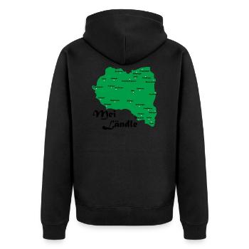 Mei Ländle 2 - Unisex Premium Bio Zip Hoodie - Schwarz - Hinten - Nico (187cm)