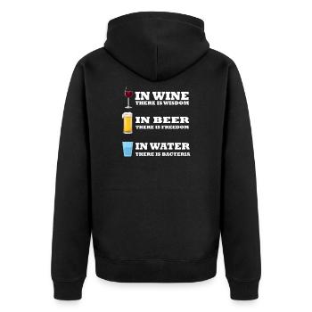 in wine Funny t-shirts beer and wine - Unisex Premium Organic Zip Hoodie - black - Back - Nico (187cm)