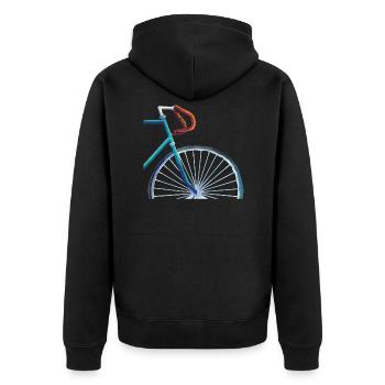 Bike Rennrad Mountainbike Fahrrad Geschenk Idee - Unisex Premium Bio Zip Hoodie - Schwarz - Hinten - Nico (187cm)