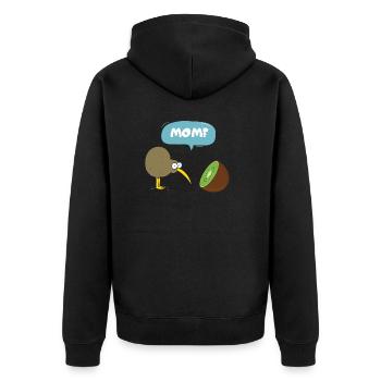 Kiwi Vogel sieht seine Mutter... Kiwi - Unisex Premium Bio Zip Hoodie - Schwarz - Hinten - Nico (187cm)