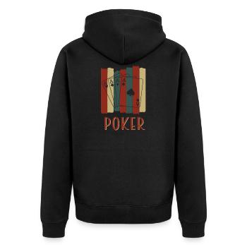 poker - Unisex Premium Organic Zip Hoodie - black - Back - Nico (187cm)