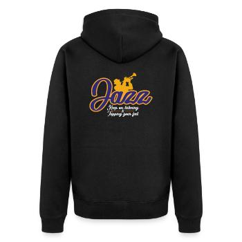 Jazz - Unisex Premium Bio Zip Hoodie - Schwarz - Hinten - Nico (187cm)
