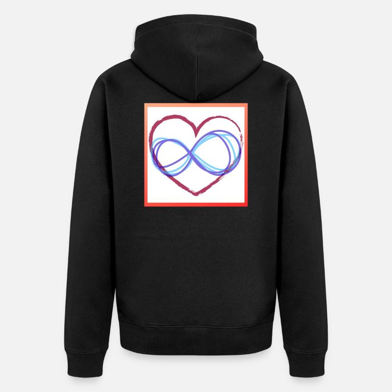 Herz Unendlichkeit - Unisex Premium Bio Zip Hoodie - Schwarz