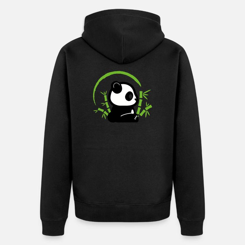 Panda Bambus - Unisex Premium Bio Zip Hoodie - Schwarz