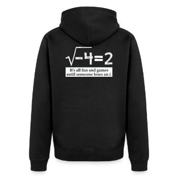 Someone Loses An i Funny Math Gift for Pi day - Veste à capuche bio Premium Unisexe - noir - Dos - Nico (187cm)