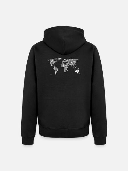 carte du monde dira - Premium økologisk unisex-hættejakke - sort