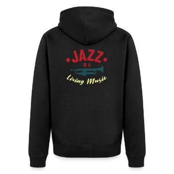 Jazz - Unisex Premium Bio Zip Hoodie - Schwarz - Hinten - Nico (187cm)
