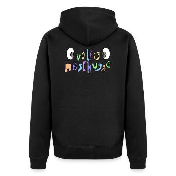 meschugge verrückt plemplem durchgeknallt - Unisex Premium Bio Zip Hoodie - Schwarz - Hinten - Nico (187cm)