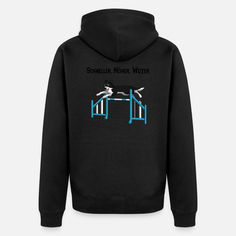 Border Collie Agility - Unisex Premium Bio Zip Hoodie - Schwarz