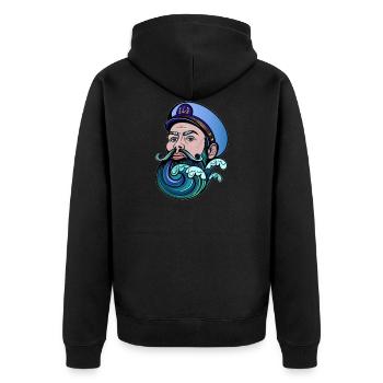 seemann - Unisex Premium Bio Zip Hoodie - Schwarz - Hinten - Nico (187cm)
