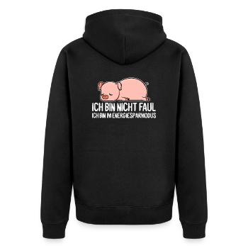 Cadeau de dessin de cochon de cochon drôle - Veste à capuche bio Premium Unisexe - noir - Dos - Nico (187cm)