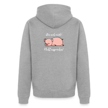 Cochon mignon - cadeau animal fatigué endormi - Veste à capuche bio Premium Unisexe - gris chiné - Dos - Nico (187cm)