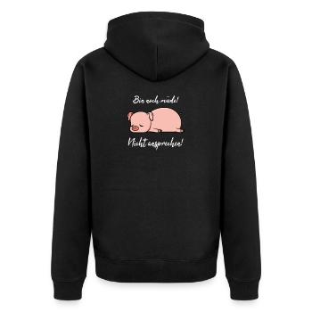 Cochon mignon - cadeau animal fatigué endormi - Veste à capuche bio Premium Unisexe - noir - Dos - Nico (187cm)