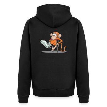 Broken leg accident crutches gift idea - Unisex Premium Organic Zip Hoodie - black - Back - Nico (187cm)