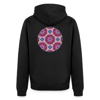 Künstlerisches Mandala - Unisex Premium Bio Zip Hoodie - Schwarz - Hinten - Nico (187cm)