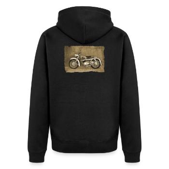 Deutscher Motorrad Oldtimer Photoart 1.0 - Unisex Premium Bio Zip Hoodie - Schwarz - Hinten - Nico (187cm)