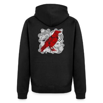 Rabe modern - Unisex Premium Bio Zip Hoodie - Schwarz - Hinten - Nico (187cm)