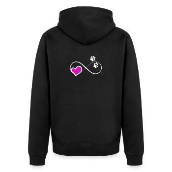 Herz Hunde Dog Unendlichkeit Infinity Symbol - Unisex Premium Bio Zip Hoodie - Schwarz - Hinten - Nico (187cm)