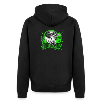 motocross sport bike fahrer helm - Unisex Premium Bio Zip Hoodie - Schwarz - Hinten - Nico (187cm)