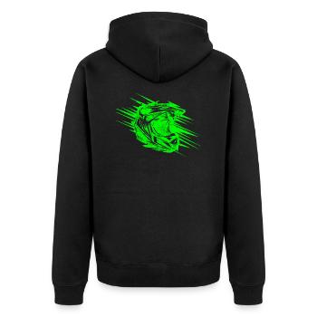 motocross helm extremsport - Unisex Premium Bio Zip Hoodie - Schwarz - Hinten - Nico (187cm)